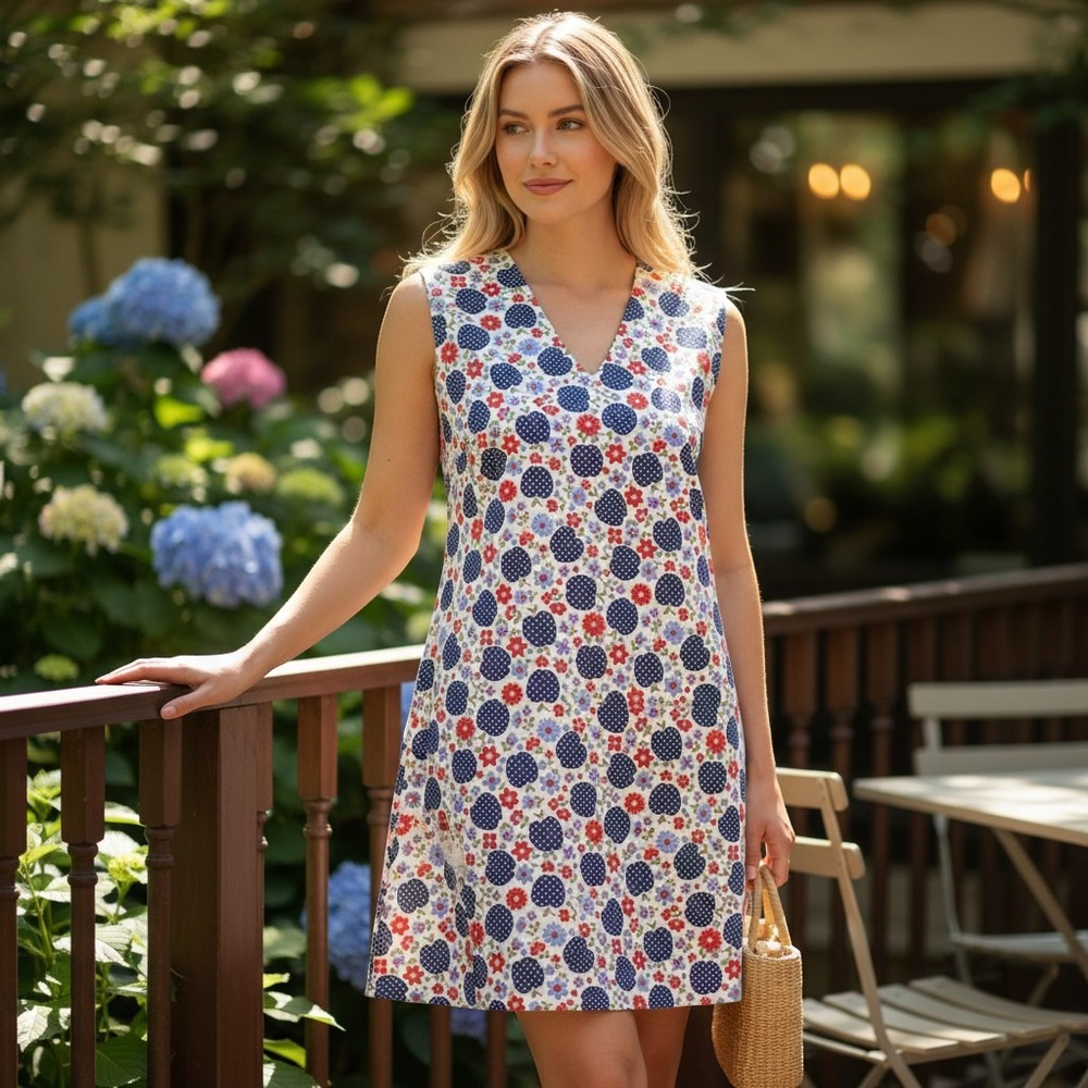 Vintage 1960s Handmade Mod Floral Sleeveless Romper Playsuit Skort